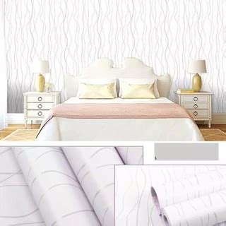 Wallpaper Sticker Dinding Rumah Minimalis PUTIH SALUR SILVER Stiker