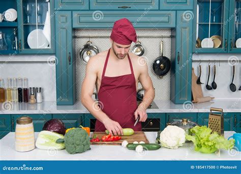 Naked Chef Cook Prepare Veggies For Cooking Consume Only Plant Foods Proud To Be Vegetarian
