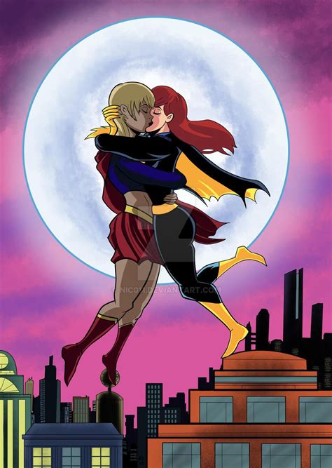 [fan Art] Supergirl And Batgirl Kissing Romance By Nic011 R Dccomics