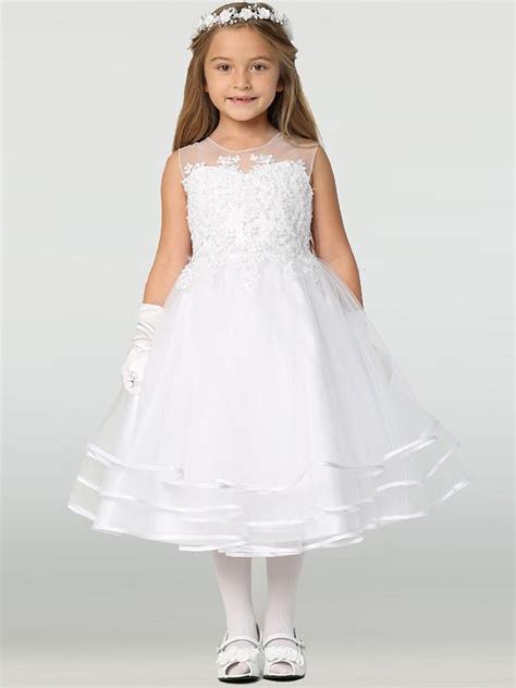 First Beaded Tulle First Communion Dress With Layered Skirt Buy Girls