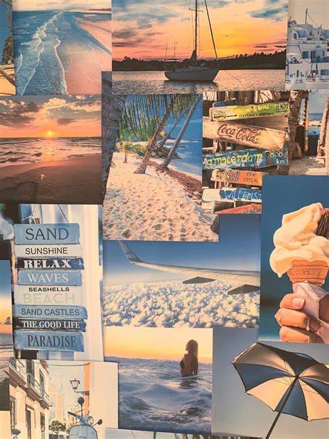 Blue Aesthetic Beach Large Size Wall Collage Kit Vsco Retro Etsy In