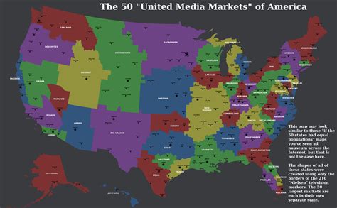Us State Map Created By Combining Nielsen Television Markets See