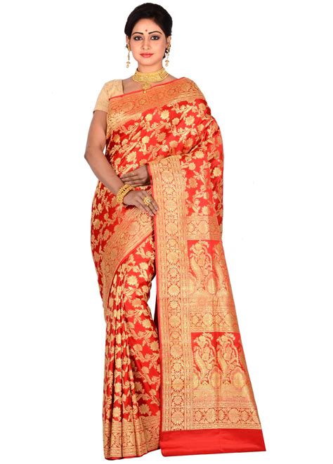 Banarasi Red Beautiful Pure Silk Woven Saree Indian Saree Dress New Saree Designs Trendy Sarees