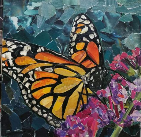 Monarch Butterfly Torn Paper Collage On Board Collage Art Projects