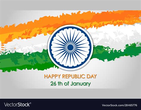 Happy Republic Day Poster Design With Flag Of Vector Image