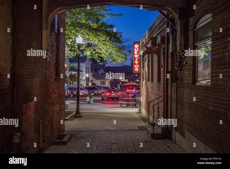 Downtown Amherst Ma At Night Stock Photo Alamy