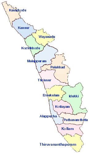The capital city of the state is thiruvananthapuram. Kerala District Map, Map of Kerala