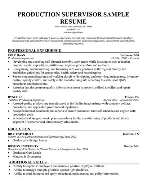 The production manager resume uses a paragraph summary and lists several management qualifications such as operations, manufacturing, production, engineering, strategic planning, cost reduction and process analysis. free production supervisor sample resume manager | Free ...