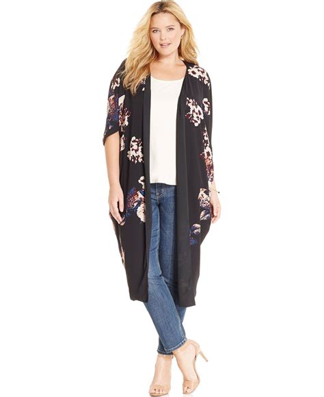 Melissa Mccarthy Seven7 Floral Print Long Kimono Plus Size
