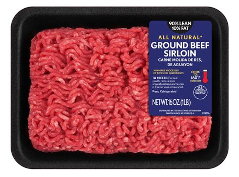 All Natural 90 Lean10 Fat Ground Beef Sirloin Tray 1 Lb