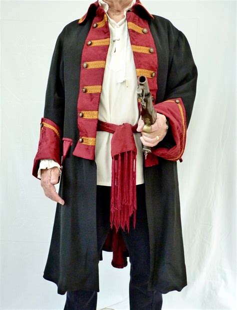 mens pirate costume historical frock coat jack sparrow captain hook regency era ren faire