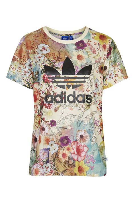 Floral Print Trefoil Tee By Adidas Originals Tops Clothing Adidas Originals Tops White