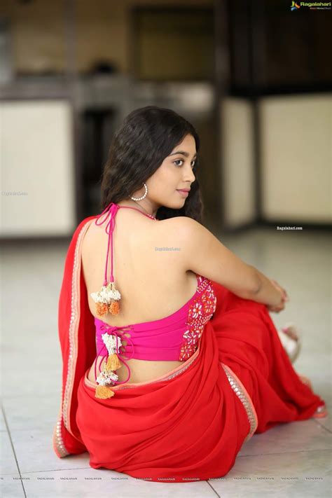 Saree Seduction Digangana Suryavanshi In Red Saree And Backless Blouse