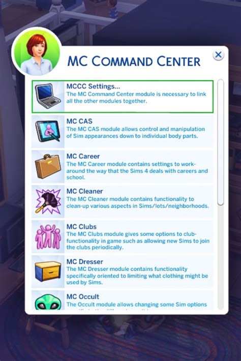 Sims Mc Command Center Settings