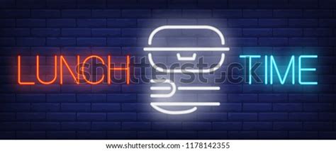 Lunch Time Sign Neon Style Red Stock Vector Royalty Free 1178142355