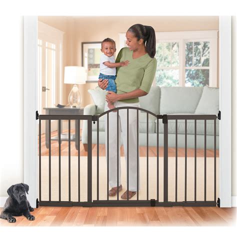It's designed to be wall this baby security fence is supposed to be pressure mounted, but i advise you to use permanent wall attachments to give the gate more firmness since. Summer Infant Metal 6 ft. Extra Tall Walk-Thru Expansion ...