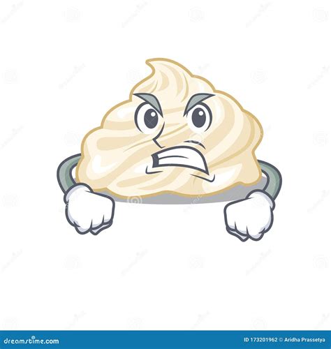 Whipped Cream Cartoon Character Style Having Angry Face Stock Vector