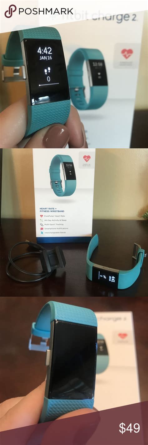 Fitbit Charge 2 Stainless Steel Tracker And Teal Fitbit Charge
