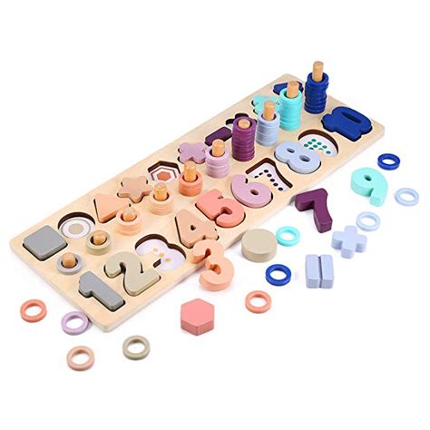 Voamuw Wooden Number Puzzle Shape Sorter Game For Toddlers