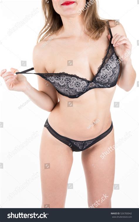 Beautiful Sexy Woman Wearing Black Lingerie Stock Photo