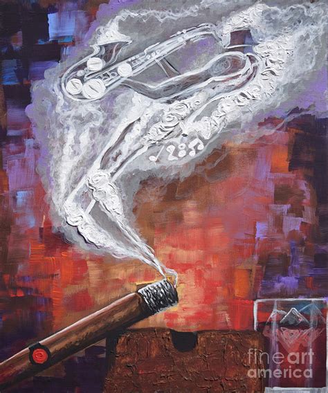Smokin Jazz Cigar Silhouette Series Painting By Dion Pollard Fine Art