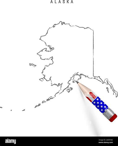 Alaska Us State Vector Map Pencil Sketch Alaska Outline Contour Map