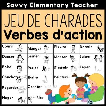 French Action Verb Charade With Pictures Actions Jeu De Charade