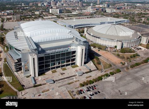 Aerial Of Reliant Stadium And Reliant Astrodome At Reliant Energy Stock Photo Royalty Free