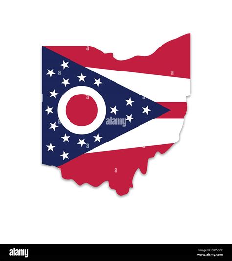 Ohio Oh Flag In State Map Shape Simplified Silhouette Vector Isolated On White Background Stock