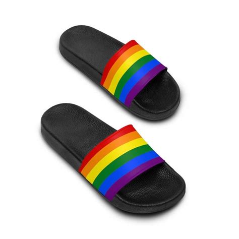 Rainbow Stripe Gay Pride Flag Lgbt Lgbtq Mens Slide Etsy