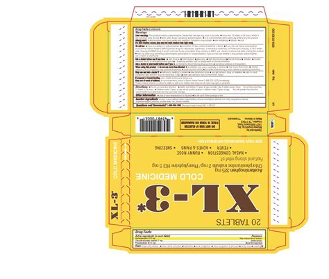 Pill Identifier Cold Medicine Xl3 - Size, Shape, Imprints and Color