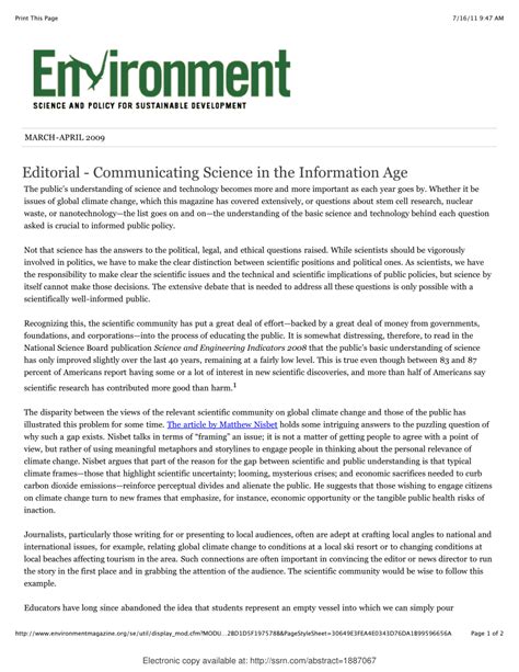 Pdf Editorial Communicating Science In The Information Age