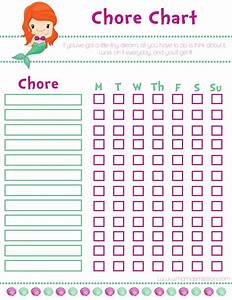 Little Mermaid Girl Chore Chart Printable Chore Chart Cleaning Chart