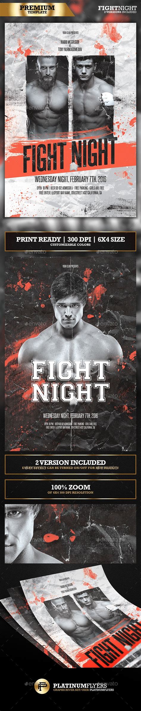 Mma Fight Night Boxing Fight Flyer Ufc Print Templates