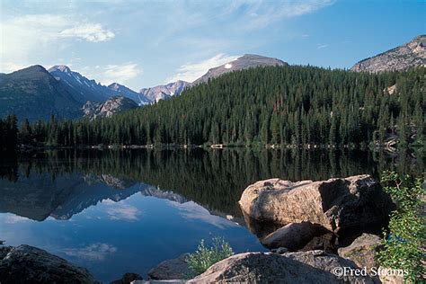 Rocky Mountain National Park Longs Peak Reflected In Bear Lake