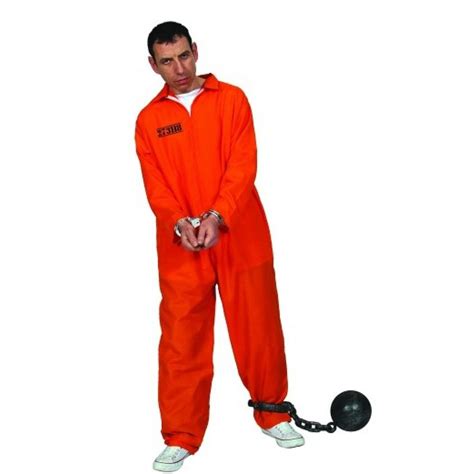 Orange Convict Prisoner Boiler Suit Chain Gang Jumpsuit Costume