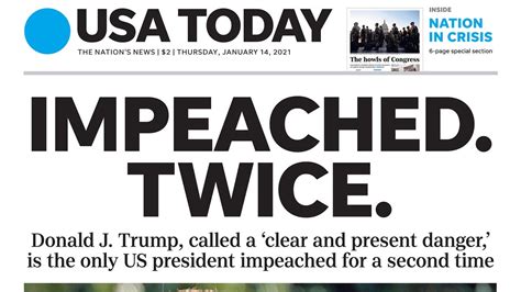 Trump Impeached Again Front Pages Across The Nation