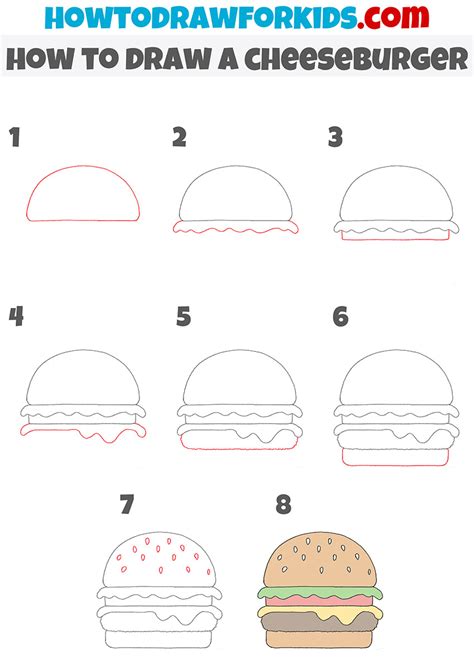 How To Draw A Cheeseburger Easy Drawing Tutorial For Kids
