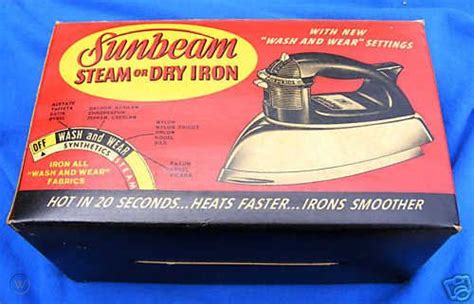 Vintage 1950s Sunbeam Steamdry Iron In Original Box 42496825