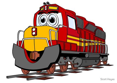 Red Train Engine Cartoon By Graphxpro Redbubble