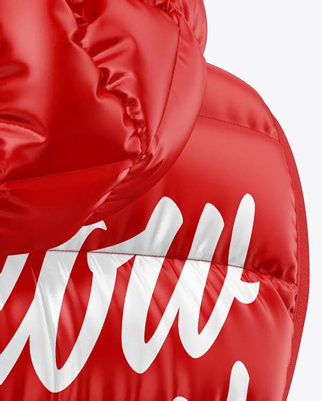 Download Matte Womens Down Jacket Whood Mockup Back Half Side View ...