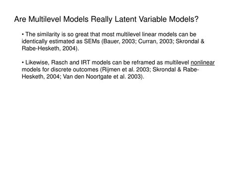 Ppt Multilevel Models With Latent Variables Powerpoint Presentation