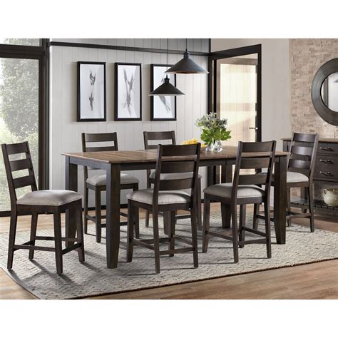 Intercon Beacon Transitional 7 Piece Counter Height Table And Chair Set With Self Storing Leaf