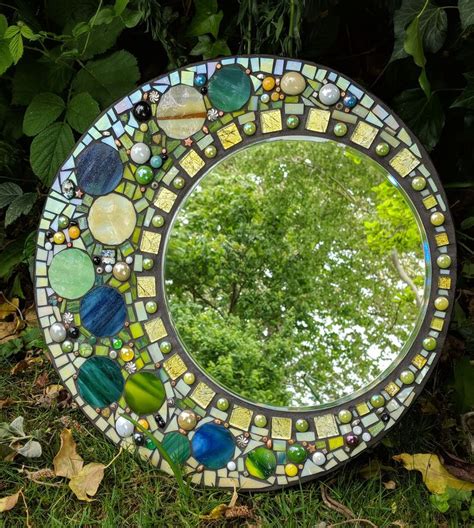 Stained Glass Mirror Mosaic Mirror Circular Stained Glass Mosaic Wall Hanging Mirror In