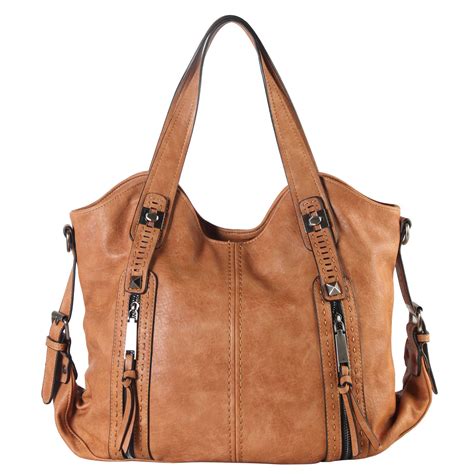 Diophy Faux Leather Double Front Pockets Hobo Handbag Bags Leather
