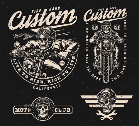 Motorcycle Vintage Monochrome Badges By Imogi Graphicriver