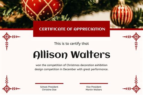 Red Elegant Christmas Celebration Certificate In 2021 Elegant