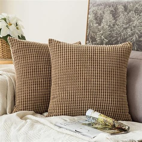 Miulee Corduroy Soft Pellets Solid Decorative Square Throw Pillow