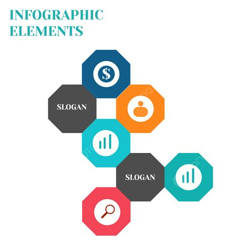 รูปองค์ประกอบ Infographics ธุรกิจหกเหลี่ยมที่มีสีสันนามธรรม Png