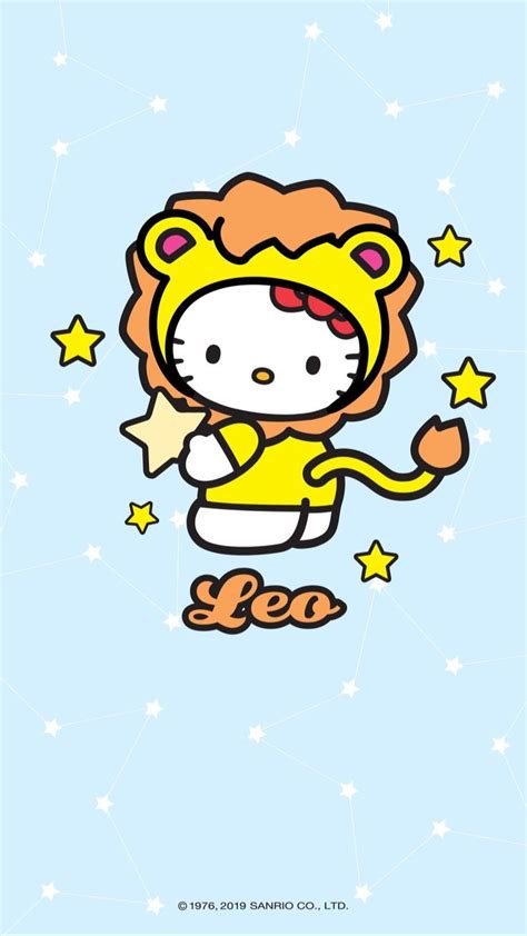Hello Kitty Wallpaper With An Image Of A Lion On Its Face And Stars